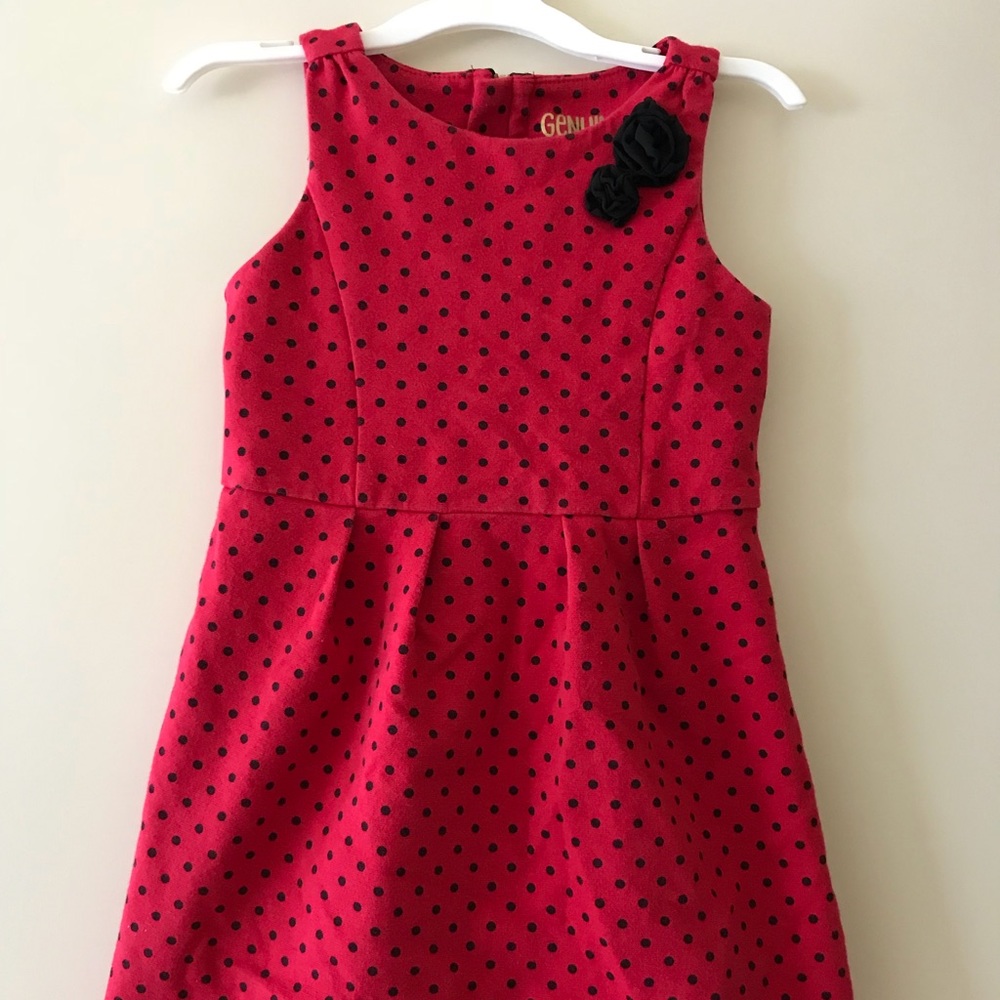 Adorable girls red with black polkadot dress!